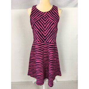 Xhilaration  Dress Women XL Pink Black Zebra Stripe Sleeveless Round Neckline